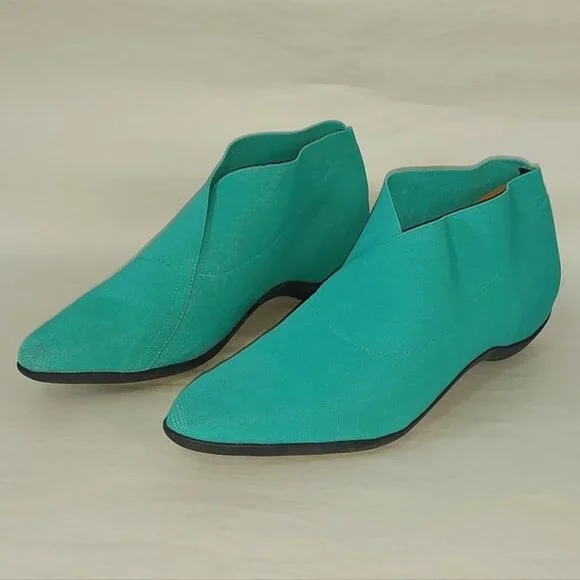 John Fluevog Women Power Up Embrace Elastic Ankle Booties Size 9 Teal Vegan - Picture 1 of 12